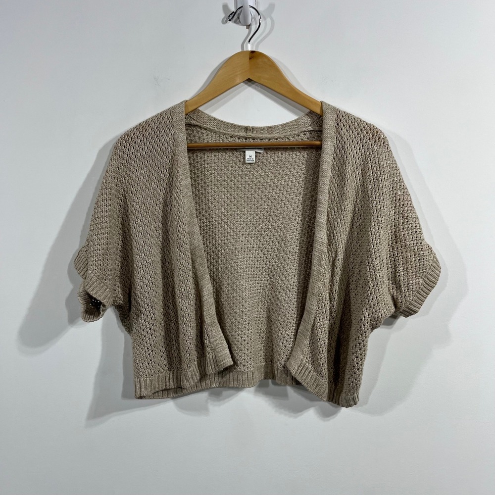 Croft & Barrow Folk Beachy Open Knit Cropped Cardigan Womens Medium Festival